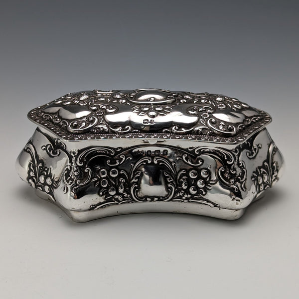 1905 British Antique Sterling Silver Jewelry Box 202g Jones & Crompton